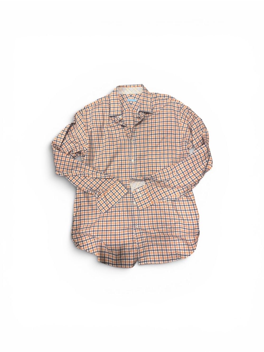 J. McLaughlin Orange & Blue Checked Button-Down Shirt